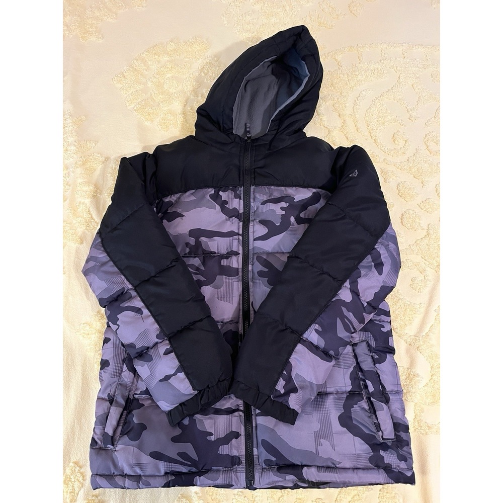 Arctic Quest Boy's Winter Coat XL 18/20 Black &‎ Gray Camo Zip Up w/ Hood